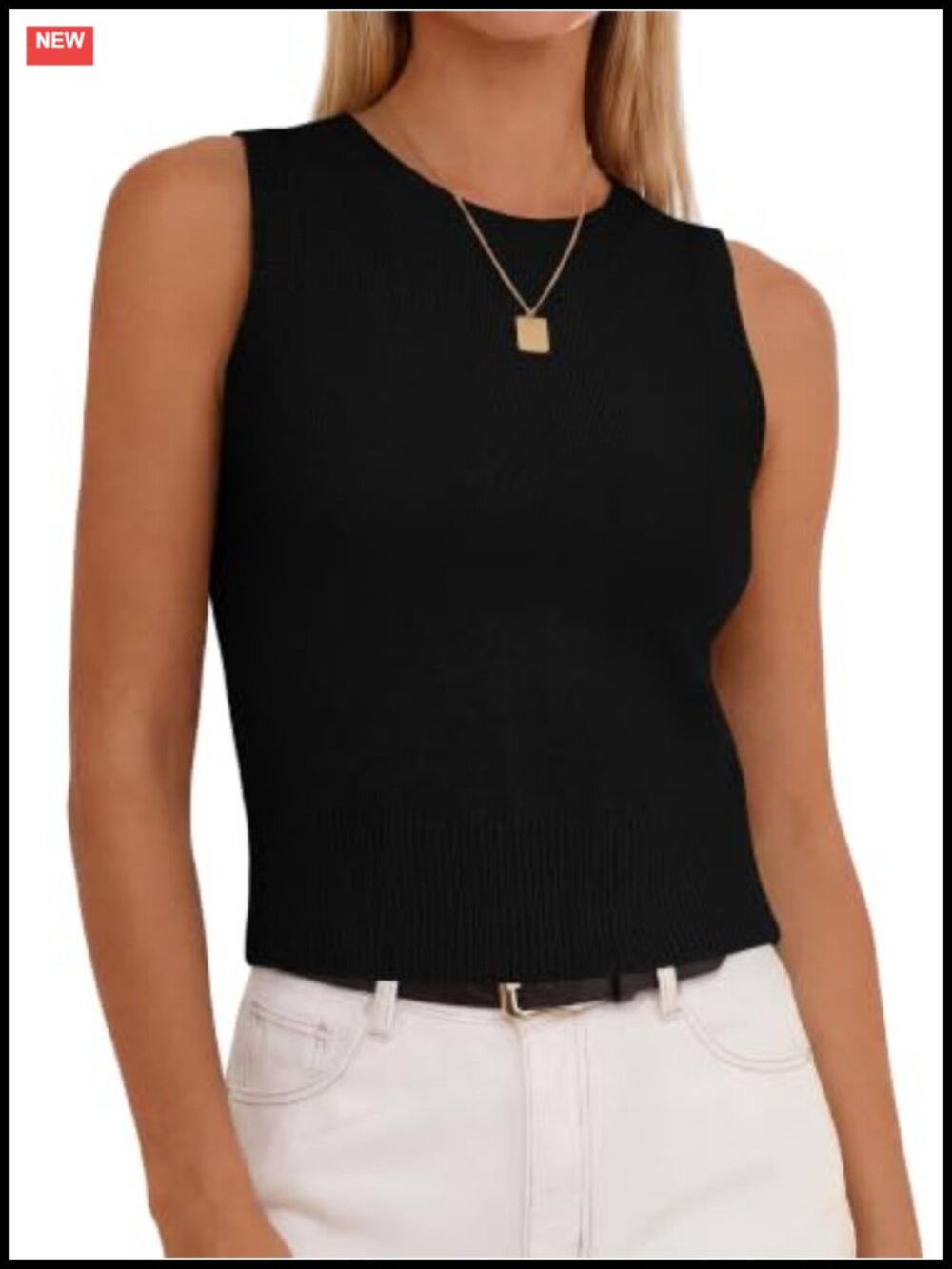 Women's Sleeveless Wool Blend Tank Top, Breathable & Cropped Summer Knit Top
